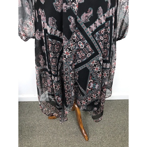 Jessica Simpson Multicolor Print Crochet Trim Handkerchief Hem Dress - Picture 4 of 11